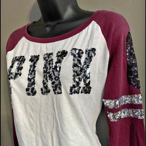 BurgundyGold Sparkle Victoria Secret PINK, Size S,